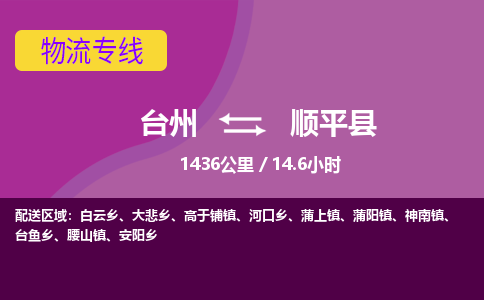 臺(tái)州到順平縣物流專(zhuān)線