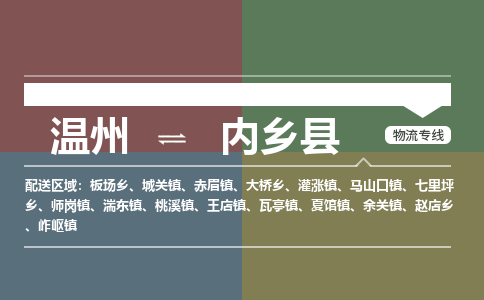 溫州到內(nèi)鄉(xiāng)縣物流專線