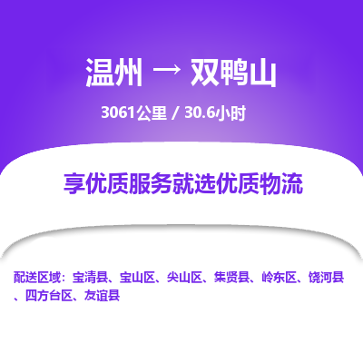 溫州到雙鴨山四方臺(tái)區(qū)物流專(zhuān)線