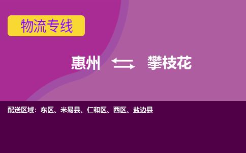 惠州到攀枝花西區物流公司